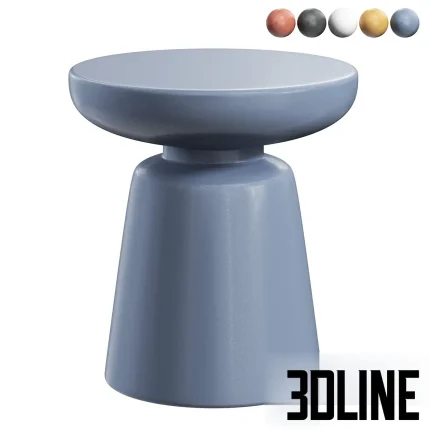 3D model set of the Lily coffee table (or stool) from Divan.ru, featuring a modern hourglass or mushroom shape in various colors including terracotta, black, white, yellow, and blue.