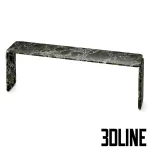 3D model set of Minotti Drake console tables, featuring a minimalist bridge design in black Marquina and brown Emperador marble finishes with sleek metal inner frames.