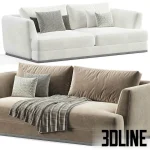 High-quality 3D model of Morty plush modular sofa with deep cushions and soft velvet/chenille fabric upholstery