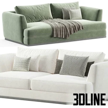 High-quality 3D model of Morty plush modular sofa with deep cushions and soft velvet/chenille fabric upholstery