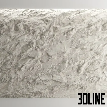 High-detail 3D model or texture of a rough stone wall surface, resembling a natural rock cliff face with deep crevices, irregular layers, and realistic geological texture.