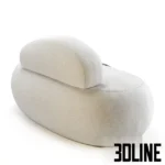 3D model of the Olten sofa from Divan.ru featuring a minimalist, organic pebble-like shape with a rounded backrest, upholstered in light beige fabric.