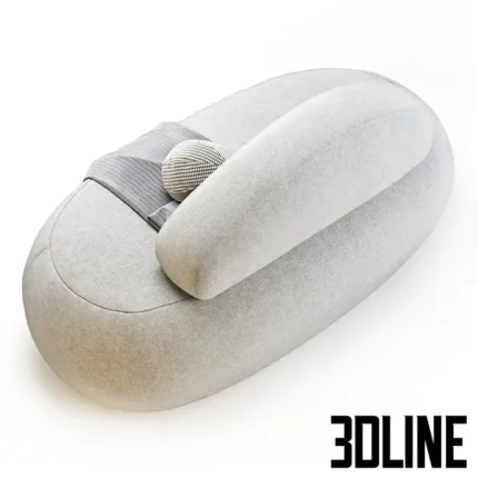 3D model of the Olten sofa from Divan.ru featuring a minimalist, organic pebble-like shape with a rounded backrest, upholstered in light beige fabric.