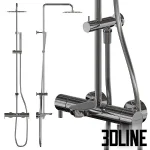 High-resolution 3D model of Ramon Soler DRAKO thermostatic shower system with square rain shower head and polished chrome finish