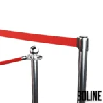 3D model set of retail entrance systems, including chrome mechanical turnstiles, anti-theft security sensor gates (EAS), and tubular rope barriers with signage holders.