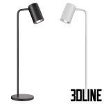 Detailed 3D model set of the Sal minimalist table lamp, featuring a thin metal stand and an angled cylindrical head, available in both black and white matte finishes.
