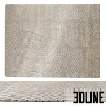 3D model of the Sands Rug featuring a neutral beige color palette with a 3D embossed pattern resembling topographic maps or sand ripples.