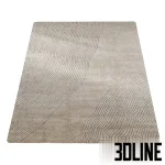 3D model of the Sands Rug featuring a neutral beige color palette with a 3D embossed pattern resembling topographic maps or sand ripples.