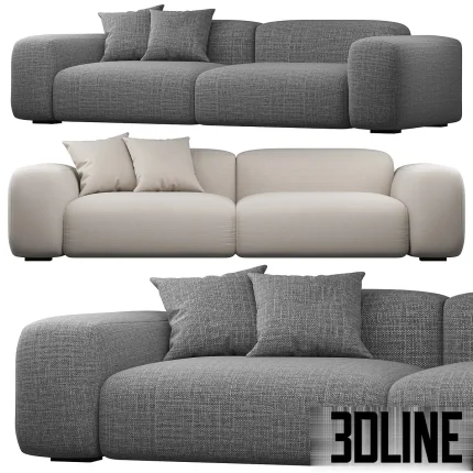 High-quality 3D model of a contemporary SIORI-style modular sofa shown in light beige and dark gray fabric finishes with rounded arms.