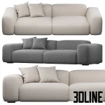 High-quality 3D model of a contemporary SIORI-style modular sofa shown in light beige and dark gray fabric finishes with rounded arms.