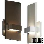 High-resolution 3D model of Vela wall sconce by Oxygen Lighting with layered metal panels and concealed up/down LED lighting