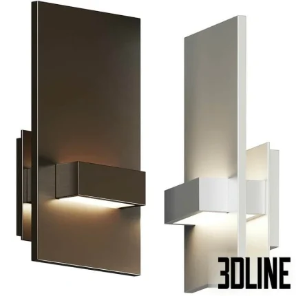 High-resolution 3D model of Vela wall sconce by Oxygen Lighting with layered metal panels and concealed up/down LED lighting
