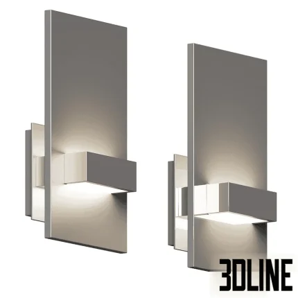 High-resolution 3D model of Vela wall sconce by Oxygen Lighting with layered metal panels and concealed up/down LED lighting