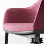 3D model set of the Vitra Softshell Chair designed by Ronan & Erwan Bouroullec, featuring a smooth, embracing shell upholstered in light pink and deep magenta velvet on four legs.