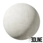 High-quality 3D render of a material sphere displaying a white plaster texture with realistic scratches, grunge details, and a rough matte finish.