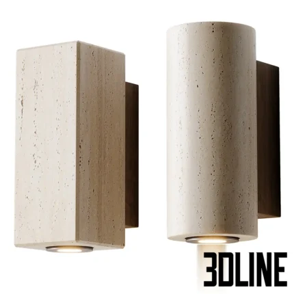 Wabi sabi led wall light in travertine marble decor(3dline.net)