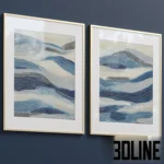 abstract-blue-wave-framed-art-print-set-3d-model.webp