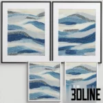 abstract-blue-wave-framed-art-print-set-3d-model.webp
