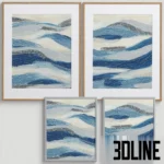 abstract-blue-wave-framed-art-print-set-3d-model.webp