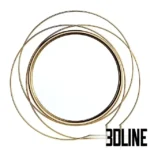 3D model of the Ansley Glam accent mirror featuring a round central glass surrounded by an artistic frame of overlapping gold wire rings.