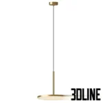 3D model set of Centrsvet Limb pendant lamps featuring ultra-thin flat circular discs in gold, silver, and black finishes, suspended by a central rod.
