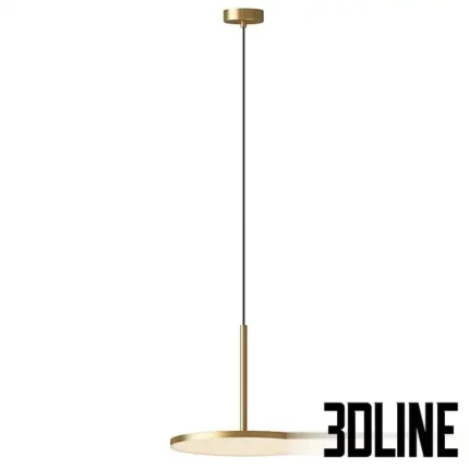 3D model set of Centrsvet Limb pendant lamps featuring ultra-thin flat circular discs in gold, silver, and black finishes, suspended by a central rod.