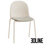 3D model set of the Fires dining chair (Divan.ru) featuring a smooth molded shell backrest, upholstered seat pad, and thin metal legs in green, white, yellow, and terracotta colors.