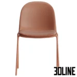 3D model set of the Fires dining chair (Divan.ru) featuring a smooth molded shell backrest, upholstered seat pad, and thin metal legs in green, white, yellow, and terracotta colors.
