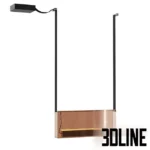 3D model set of the Lambert & Fils Sainte pendant collection featuring rectangular colored glass panels (green, white, smoked, amber) suspended by black nylon straps.
