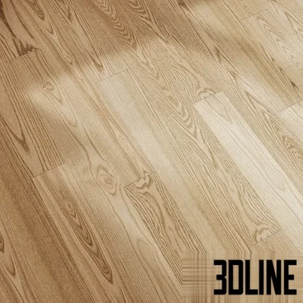 3D visualization of Parquet Ash Pearl flooring featuring a classic herringbone pattern in a light, natural wood tone with realistic grain details.