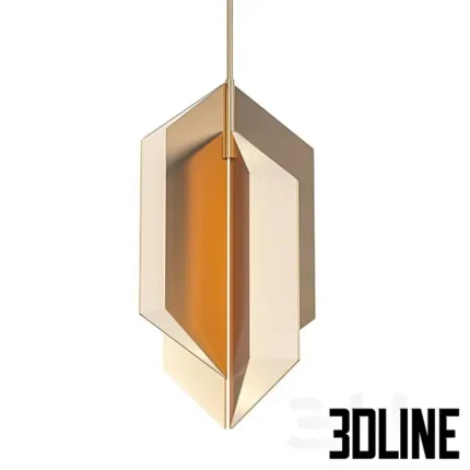 3D model of the Sherwood pendant lamp featuring a beige fabric drum shade enclosed in a structural black metal frame with internal candelabra bulbs.