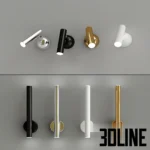 3D model set of Zuma Line Loya wall lamps featuring adjustable cylindrical spotlights in black, white, gold, and chrome finishes.