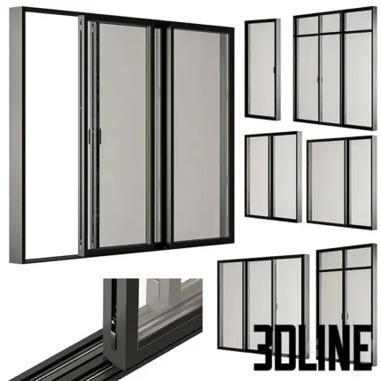 Black Sliding Windows Set 31(3dline.net)