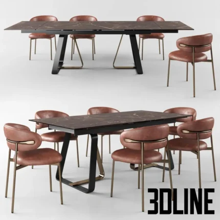 Calligaris Sunshine Tavalo table Oleandro chair(3dline.net)