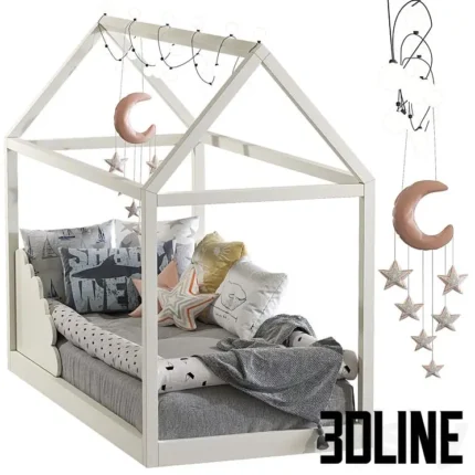Children s bed with columns 8(3dline.net)