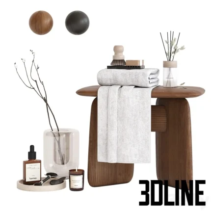 Decorative bathroom set with stool(3dline.net)