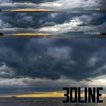 Evening cloudy clouds over the sea(3dline.net)