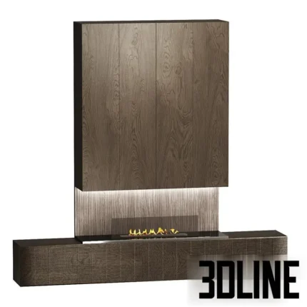 Fireplace modern wood (3dline.net)