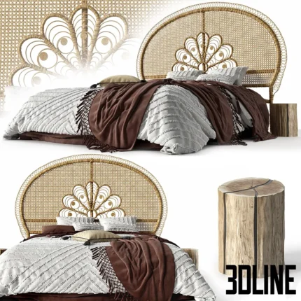 Home Republic Francis Rattan Honey Bedhead(3dline.net)