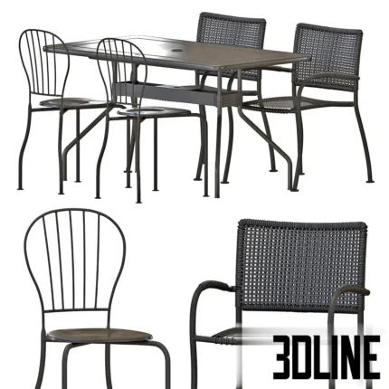 IKEA VIHOLMEN Table And Chairs(3dline.net)