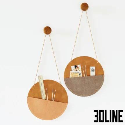 Leather wall pockets for storing trifles(3dline.net)