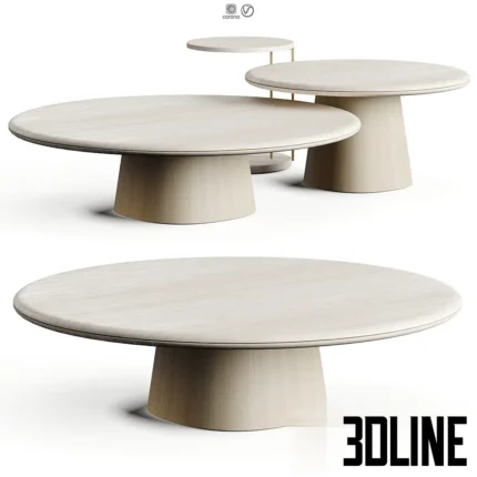 Meridiani LEON 2025 Travertino Coffee Table 2(3dline.net)