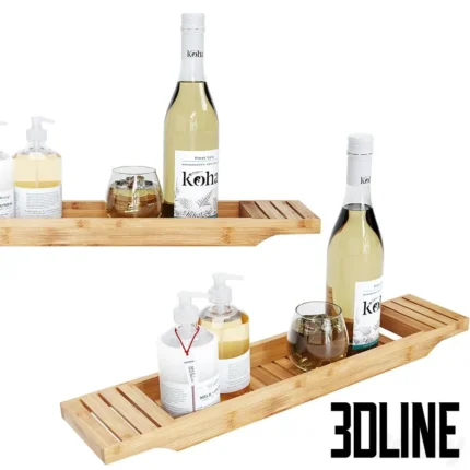 Mind Reader 27in Brown Bamboo Bathtub Caddy Organizer set(3dline.net)