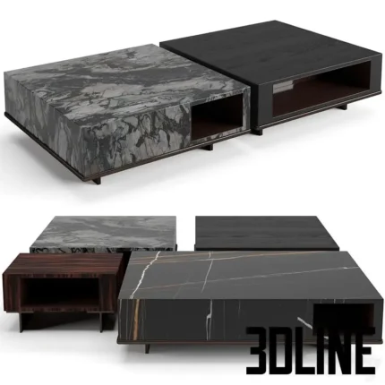 Minotti Roger coffee tables set(3dline.net)