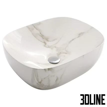 Oval ceramic sink with marble effect(3dline.net)