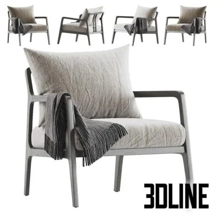 Palm Armchair with plaid(3dline.net)