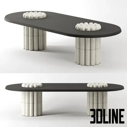 Raku Yaki Dining Table Oblong(3dline.net)