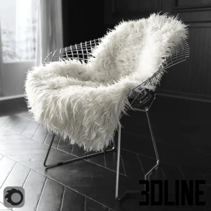 Sheepskin on Bertoia Diamond chair by Knoll(3dline.net)