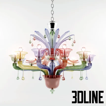 Sylcom colored glass chandelier (3dline.net)
