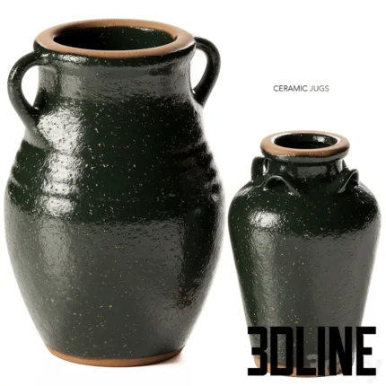Zara Home Green Ceramic Vases with Handles(3dline.net)